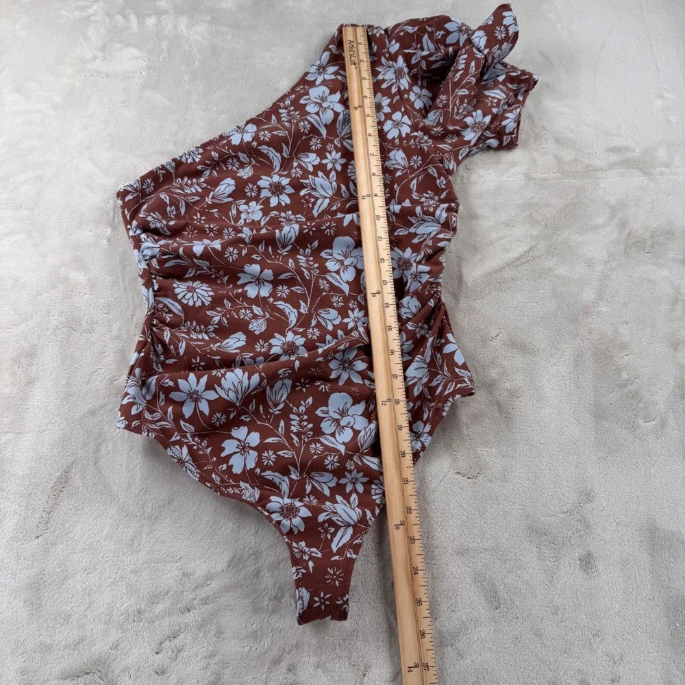 Intimately Free People Java Cameo One Shoulder Floral Bodysuit Cocoa Mar Small